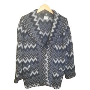 Focus Womens Wool Blend Zig Zag Southwestern Pattern Sweater Cardigan Size Small